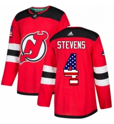 Mens Adidas New Jersey Devils 4 Scott Stevens Authentic Red USA Flag Fashion NHL Jersey 