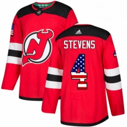 Mens Adidas New Jersey Devils 4 Scott Stevens Authentic Red USA Flag Fashion NHL Jersey 