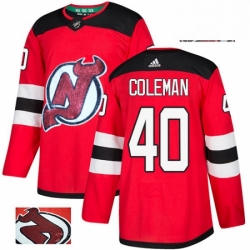 Mens Adidas New Jersey Devils 40 Blake Coleman Authentic Red Fashion Gold NHL Jersey 