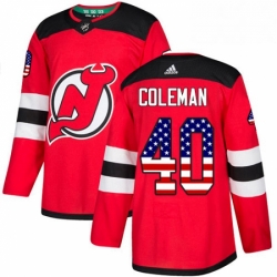 Mens Adidas New Jersey Devils 40 Blake Coleman Authentic Red USA Flag Fashion NHL Jersey 