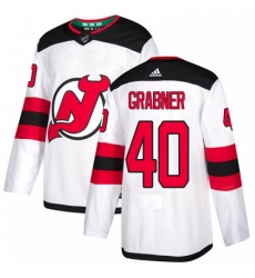 Mens Adidas New Jersey Devils 40 Michael Grabner Authentic White Away NHL Jersey 