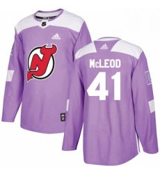 Mens Adidas New Jersey Devils 41 Michael McLeod Authentic Purple Fights Cancer Practice NHL Jersey 