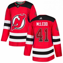 Mens Adidas New Jersey Devils 41 Michael McLeod Authentic Red Drift Fashion NHL Jersey 