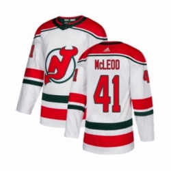 Mens Adidas New Jersey Devils 41 Michael McLeod Authentic White Alternate NHL Jersey 