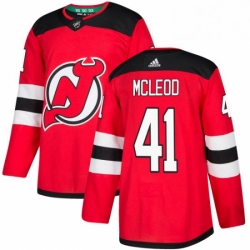 Mens Adidas New Jersey Devils 41 Michael McLeod Premier Red Home NHL Jersey 