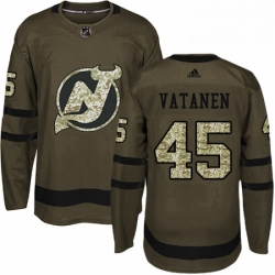 Mens Adidas New Jersey Devils 45 Sami Vatanen Authentic Green Salute to Service NHL Jersey 