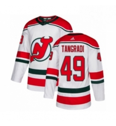 Mens Adidas New Jersey Devils 49 Eric Tangradi Premier White Alternate NHL Jersey 