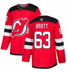 Mens Adidas New Jersey Devils 63 Jesper Bratt Authentic Red Home NHL Jersey 