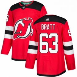 Mens Adidas New Jersey Devils 63 Jesper Bratt Authentic Red Home NHL Jersey 