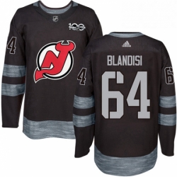 Mens Adidas New Jersey Devils 64 Joseph Blandisi Authentic Black 1917 2017 100th Anniversary NHL Jersey 
