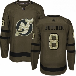 Mens Adidas New Jersey Devils 8 Will Butcher Authentic Green Salute to Service NHL Jersey 