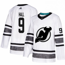 Mens Adidas New Jersey Devils 9 Taylor Hall White 2019 All Star Game Parley Authentic Stitched NHL Jersey 