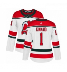 Womens Adidas New Jersey Devils 1 Keith Kinkaid Authentic White Alternate NHL Jersey 