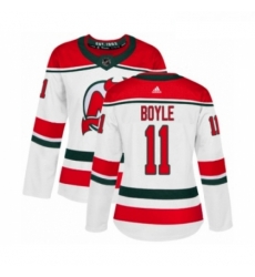 Womens Adidas New Jersey Devils 11 Brian Boyle Authentic White Alternate NHL Jersey 
