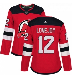 Womens Adidas New Jersey Devils 12 Ben Lovejoy Authentic Red Home NHL Jersey 