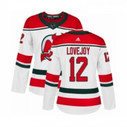 Womens Adidas New Jersey Devils 12 Ben Lovejoy Authentic White Alternate NHL Jersey 