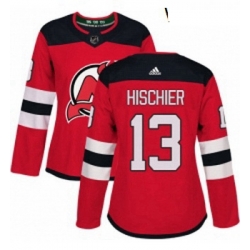 Womens Adidas New Jersey Devils 13 Nico Hischier Authentic Red Home NHL Jersey 