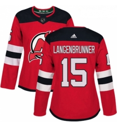 Womens Adidas New Jersey Devils 15 Jamie Langenbrunner Authentic Red Home NHL Jersey 