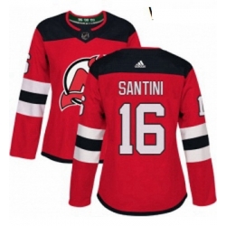 Womens Adidas New Jersey Devils 16 Steve Santini Authentic Red Home NHL Jersey 