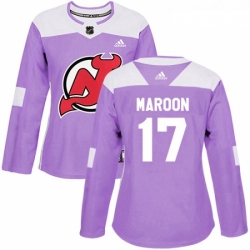 Womens Adidas New Jersey Devils 17 Patrick Maroon Authentic Purple Fights Cancer Practice NHL Jersey 