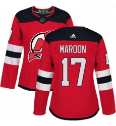 Womens Adidas New Jersey Devils 17 Patrick Maroon Authentic Red Home NHL Jersey 