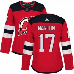 Womens Adidas New Jersey Devils 17 Patrick Maroon Authentic Red Home NHL Jersey 