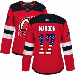 Womens Adidas New Jersey Devils 17 Patrick Maroon Authentic Red USA Flag Fashion NHL Jersey 