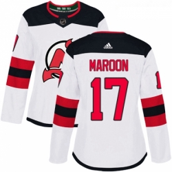 Womens Adidas New Jersey Devils 17 Patrick Maroon Authentic White Away NHL Jersey 