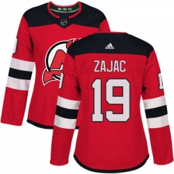 Womens Adidas New Jersey Devils 19 Travis Zajac Authentic Red Home NHL Jersey 