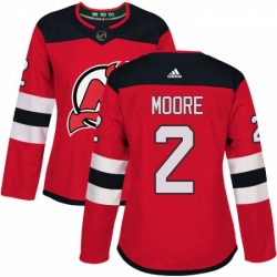 Womens Adidas New Jersey Devils 2 John Moore Authentic Red Home NHL Jersey 