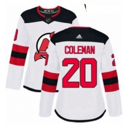 Womens Adidas New Jersey Devils 20 Blake Coleman Authentic White Away NHL Jersey 