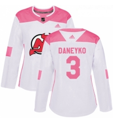 Womens Adidas New Jersey Devils 3 Ken Daneyko Authentic WhitePink Fashion NHL Jersey 