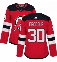 Womens Adidas New Jersey Devils 30 Martin Brodeur Authentic Red Home NHL Jersey 
