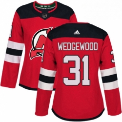 Womens Adidas New Jersey Devils 31 Scott Wedgewood Authentic Red Home NHL Jersey 