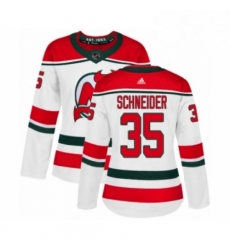 Womens Adidas New Jersey Devils 35 Cory Schneider Authentic White Alternate NHL Jersey 