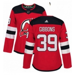 Womens Adidas New Jersey Devils 39 Brian Gibbons Authentic Red Home NHL Jersey 
