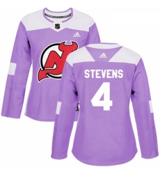 Womens Adidas New Jersey Devils 4 Scott Stevens Authentic Purple Fights Cancer Practice NHL Jersey 