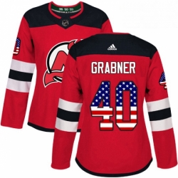 Womens Adidas New Jersey Devils 40 Michael Grabner Authentic Red USA Flag Fashion NHL Jersey 