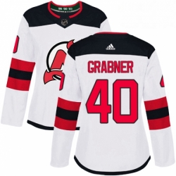 Womens Adidas New Jersey Devils 40 Michael Grabner Authentic White Away NHL Jersey 