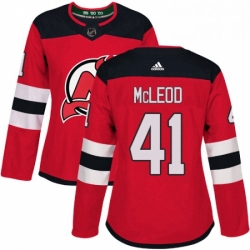 Womens Adidas New Jersey Devils 41 Michael McLeod Authentic Red Home NHL Jersey 