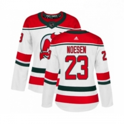 Womens Adidas New Jersey Devils 41 Michael McLeod Authentic White Alternate NHL Jersey 