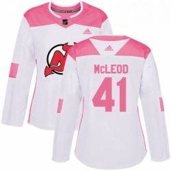 Womens Adidas New Jersey Devils 41 Michael McLeod Authentic WhitePink Fashion NHL Jersey 