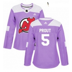Womens Adidas New Jersey Devils 5 Dalton Prout Authentic Purple Fights Cancer Practice NHL Jersey 