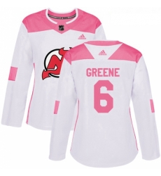 Womens Adidas New Jersey Devils 6 Andy Greene Authentic WhitePink Fashion NHL Jersey 