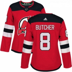 Womens Adidas New Jersey Devils 8 Will Butcher Authentic Red Home NHL Jersey 
