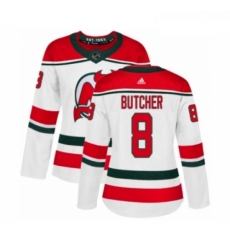 Womens Adidas New Jersey Devils 8 Will Butcher Authentic White Alternate NHL Jersey 