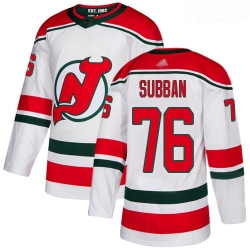 Devils #76 P  K  Subban White Alternate Authentic Stitched Youth Hockey Jersey