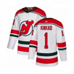 Youth Adidas New Jersey Devils 1 Keith Kinkaid Authentic White Alternate NHL Jersey 