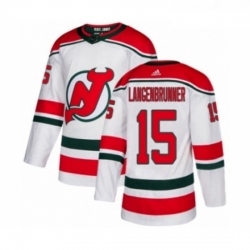 Youth Adidas New Jersey Devils 15 Jamie Langenbrunner Authentic White Alternate NHL Jersey 