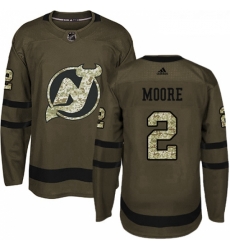Youth Adidas New Jersey Devils 2 John Moore Authentic Green Salute to Service NHL Jersey 